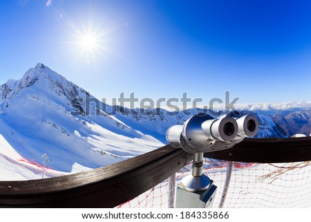 Coin operated binoculars at a observation point - Krasnaya Polyana. Sochi. Russia