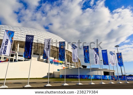 SOCHI, RUSSIA - FEBRUARY 6, 2014: Olympic stadium Fisht in Sochi, Russia for opening and closing ceremonies of Winter Olympic Games 2014