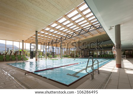interior view of swimming bath with pool with indoor laps