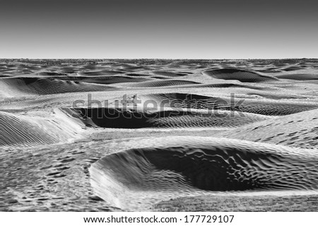 Desert dunes of Sahara at the gateway to the Sahara near the town Douz.