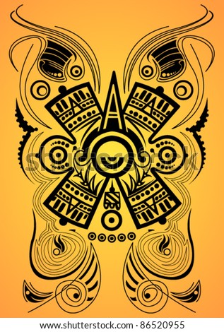 stock vector Stylized Mayan symbol tattoo vector illustration