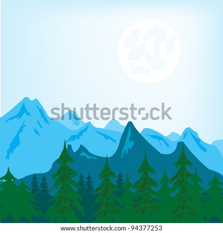 Vector illustration of the mountain landscape