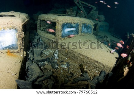 Trucks on the wreck of the Thistlegorm