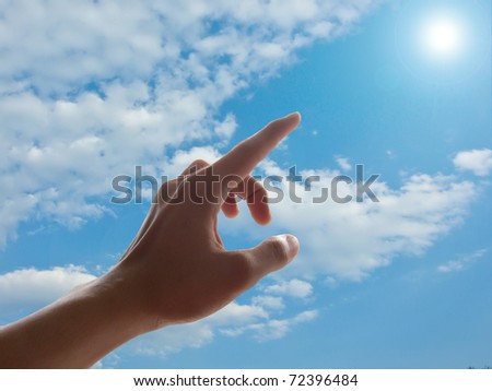 Hand point to the sun