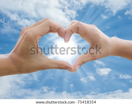 two hand make heart sign