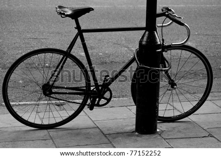 Locked bike in the street
