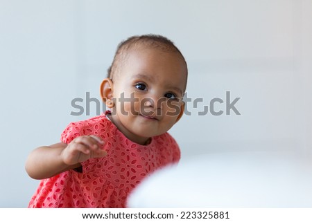 Portrait of little African American little girl smiling - Black people