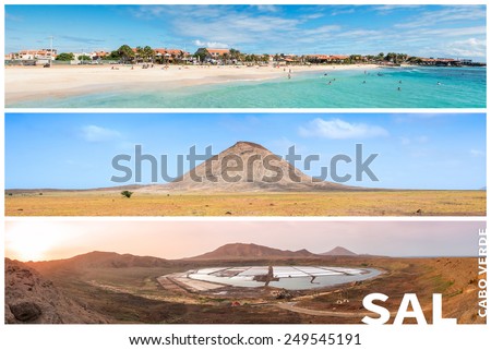 Picture montage of Sal island landscapes  in Cape Verde archipel