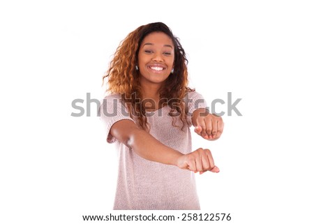 Happy young african american dancing  isolated on white background - Black people