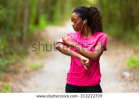 African american woman jogger portrait  - Fitness, people and healthy lifestyle