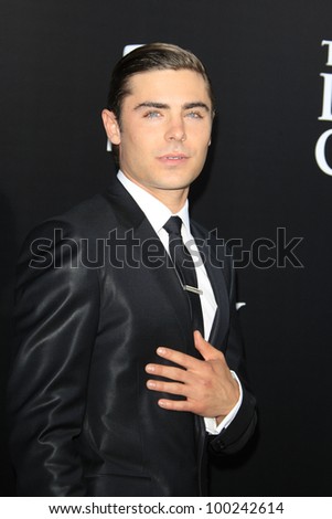 LOS ANGELES - APR 16: Zac Efron at the premiere of Warner Bros. Pictures\' \'The Lucky One\' at Grauman\'s Chinese Theatre on April 16, 2012 in Los Angeles, California