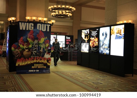 LAS VEGAS - APR 25: Posters on display at Caesars Palace during CinemaCon, the official convention of the National Association of Theater Owners on April 25, 2012 in Las Vegas, Nevada
