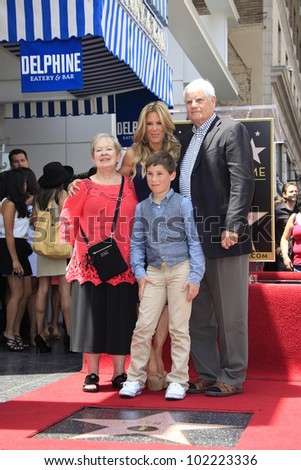 LOS ANGELES - MAY 10: Ellen K, son Calvin, her parents at a ceremony where Ellen K is honored with the 2471st star on the Hollywood Walk of Fame on May 10, 2012 in Los Angeles, California