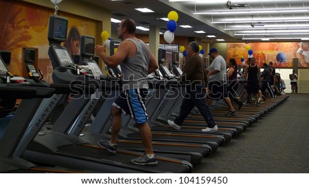 WOODLAND HILLS - JUN 2: Guest working out at the Grand Opening Celebrity VIP Reception of the FIRST SIGNATURE LA FITNESS CLUB on June 2, 2012 in Woodland Hills, California