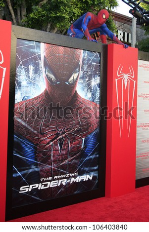 LOS ANGELES - JUN 28: Spider Man at the premiere of Columbia Pictures\' \'The Amazing Spider-Man\' at the Regency Village Theater on June 28, 2012 in Los Angeles, California
