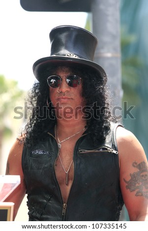 LOS ANGELES - JUL 10: Slash at a ceremony where Slash is honored with the 2,473rd Star on the Hollywood Walk of Fame on July 10, 2012 in Los Angeles, California