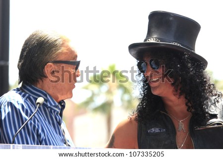 LOS ANGELES - JUL 10: Robert Evans, Slash at a ceremony where Slash is honored with the 2,473rd Star on the Hollywood Walk of Fame on July 10, 2012 in Los Angeles, California