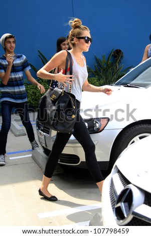 WEST HOLLYWOOD - JUL 13: Miley Cyrus leaving a Pilates studio on July 13, 2012 in West Hollywood, California