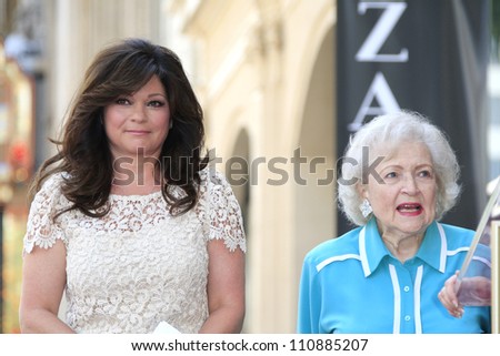 LOS ANGELES - AUG 22: Valerie Bertinelli, Betty White at a ceremony where Valerie Bertinelli is honored with a star on the Hollywood Walk of Fame on August 22, 2012 in Los Angeles, California