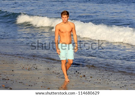 MALIBU - OCT 4: Thomas Kasp who recently finished shooting \'Space Warriors\' and is known for his role on \'Modern Family\' is seen during a magazine shoot on the beach on October 4, 2012 in Malibu, CA