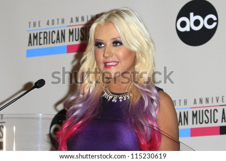 LOS ANGELES - OCT 9: Christina Aguilera at the 40th Anniversary American Music Awards nominations press conference, JW Marriott Los Angeles at L.A. LIVE on October 9, 2012 in Los Angeles, California