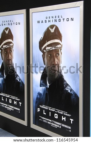 LOS ANGELES - OCT 23: Poster at the Premiere of Paramount Pictures\' \'Flight\' at ArcLight Cinemas on October 23, 2012 in Los Angeles, California