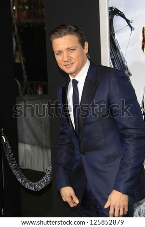 LOS ANGELES - JAN 23: Jeremy Renner at the LA premiere of Paramount Pictures\' \'Hansel And Gretel: Witch Hunters\' at Grauman\'s Chinese Theater on January 24, 2013 in Los Angeles, California