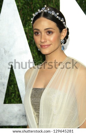 WEST HOLLYWOOD, CA - FEB 24: Emmy Rossum at the Vanity Fair Oscar Party at Sunset Tower on February 24, 2013 in West Hollywood, California