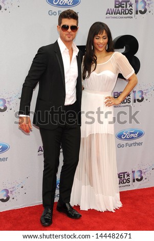 LOS ANGELES - JUN 30: Robin Thicke, Paula Patton at the 2013 BET Awards at Nokia Theater L.A. Live on June 30, 2013 in Los Angeles, California