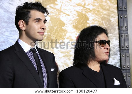 LOS ANGELES - MAR 4: Nick Simmons, Gene Simmons at the Premiere of '300: Rise Of An Empire' held at TCL Chinese Theater on March 4, 2014 in Los Angeles, California