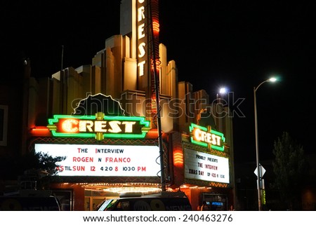 LOS ANGELES - DEC 25: Controversial movie \'The Interview\' opens at the Crest Theater on December 25, 2014 in Westwood, Los Angeles, California