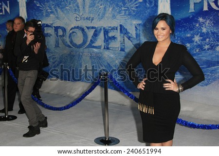 LOS ANGELES - NOV 19: Demi Lovato at the premiere of Walt Disney Animation Studios\' \'Frozen\' at the El Capitan Theater on November 19, 2013 in Los Angeles, CA