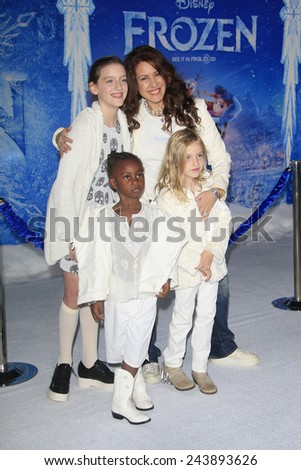 LOS ANGELES - NOV 19: Joely Fisher, daughters at the premiere of Walt Disney Animation Studios\' \'Frozen\' at the El Capitan Theater on November 19, 2013 in Los Angeles, CA