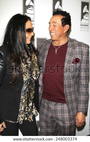 LOS ANGELES - JAN 28: Sheila E, Smokey Robinson at the 30th Anniversary of \'We Are The World\' at The GRAMMY Museum on January 28, 2015 in Los Angeles, California