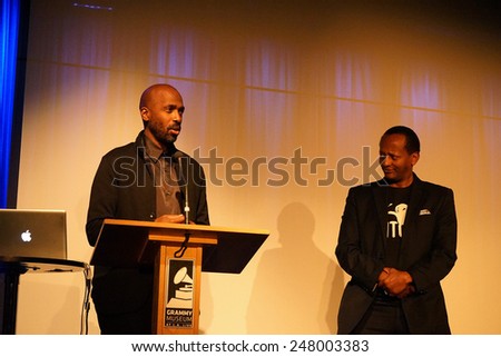 LOS ANGELES - JAN 28: Ntare Guma Mbaho Mwine, Eric Kabera at the 30th Anniversary of \'We Are The World\' at The GRAMMY Museum on January 28, 2015 in Los Angeles, California