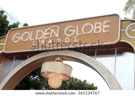 BEVERLY HILLS, CA - JANUARY 10: Golden Globes Awards sign at the 73rd Annual Golden Globe Awards at the Beverly Hilton Hotel on January 10, 2016 in Beverly Hills, California