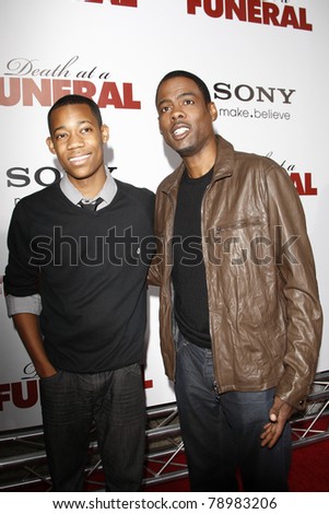 LOS ANGELES - APR 12: Chris Rock and Tyler J Williams at the World Premiere of \'Death At A Funeral\' held at the Arclight Theater in Los Angeles, California on April 12, 2010.