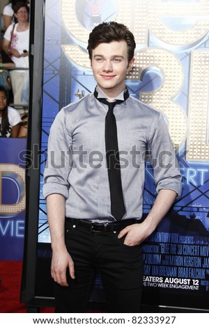 LOS ANGELES - AUG 6: Chris Colfer at the premiere of Twentieth Century Fox\'s \'Glee The 3D Concert Movie\' held at the Regency Village Theater on August 6, 2011 in Los Angeles, California