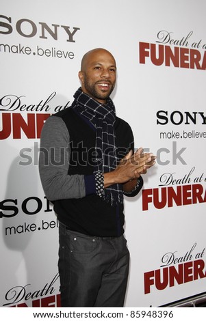 LOS ANGELES - APR 12: Common at the World Premiere of \'Death At A Funeral\' held at the Arclight Theater in Los Angeles, California on April 12, 2010