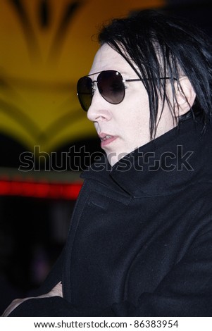 LOS ANGELES, CA - OCT 10: Marilyn Manson at the premiere of Universal Pictures\' \'The Thing\' at Universal Studios Hollywood on October 10, 2011 in Universal City, Los Angeles, California