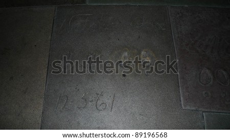 LOS ANGELES - NOV 19: Natalie Wood\'s hand and footprints at the Grauman\'s Chinese Theater on November 19, 2011 in Hollywood, Los Angeles, California.