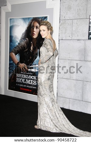 LOS ANGELES - DEC 6: Rachel McAdams at the premiere of Warner Bros. Pictures' 'Sherlock Holmes: A Game Of Shadows' at the Regency Village Theater on December 6, 2011 in Los Angeles, California