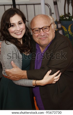 LOS ANGELES, CA - FEB 19: Danny DeVito;  Lucy DeVito at the \'Dr. Suess\' The Lorax\' premiere at Universal Studios Hollywood on February 19, 2012 in Los Angeles, California