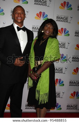 LOS ANGELES - FEB 17: Emerson Brooks, with his Mother Mary Brooks in the Press Room of the 43rd NAACP Image Awards at the Shrine Auditorium on February 17, 2012 in Los Angeles, CA