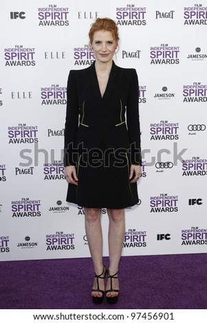 SANTA MONICA, CA - FEB 25: Jessica Chastain at the 2012 Film Independent Spirit Awards on February 25, 2012 in Santa Monica, California