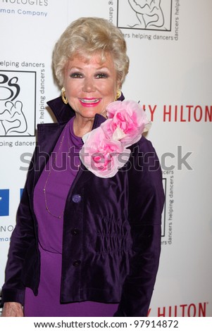 LOS ANGELES - MAR 18: Mitzi Gaynor arrives at the Professional Dancer\'s Society Gypsy Awards at the Beverly Hilton Hotel on March 18, 2012 in Los Angeles, CA