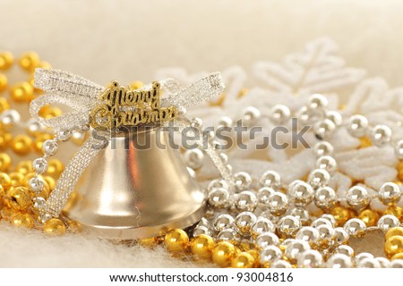christmas tree decorations: merry christmas bell on beads