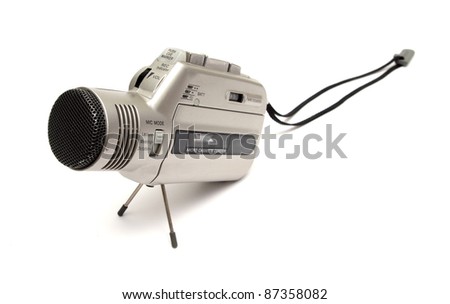 old style voice recorder over white