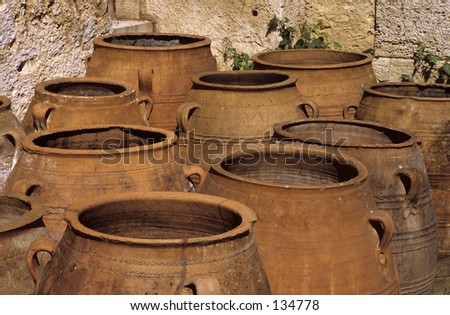 Clay jars at the Acropolis, Athens, Greece