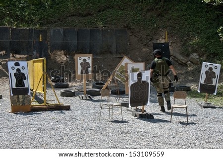 special police unit in training, school, shooting range